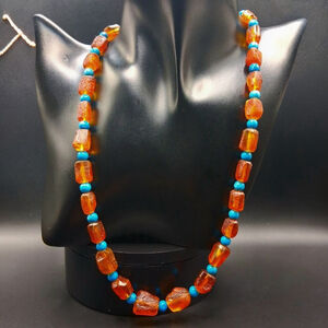 Baltic Amber and Magnesite 75.00 ctw Necklace 20 Inches